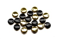 Бусины Lentils 6мм, отверстие 0,8мм, цвет 23980/26441 Jet/Amber, 725-040, 20шт