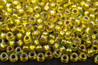 Бисер японский MIYUKI круглый 8/0 #1006 желтый, радужный, серебряная линия внутри, 10 грамм
