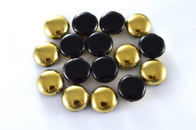 Бусины Candy beads 12мм, два отверстия 1мм, цвет 23980/26441 черный/золотой непрозрачный, 705-013, 10г (около 8шт) Бусины Candy beads 12мм, два отверстия 1мм, цвет 23980/26441 черный/золотой непрозрачный, 705-013, 10г (около 8шт)