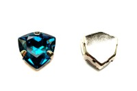 Кристалл Триллиант в оправе 12мм, цвет turquoise/серебро, стекло, 43-337, 1шт