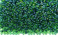 Бисер японский MIYUKI круглый 15/0 #0332 зеленый/темно-синий, радужный, окрашенный изнутри, 10 грамм