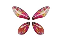 Подвеска Крылья бабочки 30-40х15х2мм, отверстие 1мм, цвет розовый, смола эпоксидная/блестки, 22-246, 4шт