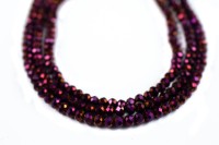 Бусина стеклянная Рондель 4х3мм, цвет фиолетовый, гальваническое покрытие, 506-023, 10шт