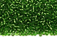 Бисер китайский круглый размер 12/0, цвет 0027 зеленый, серебряная линия внутри, 450г