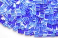 Бисер чешский PRECIOSA ОБЛОНГ 3,5х5мм 37050 синий, серебряная линия внутри, 50г