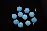 Бусина круглая плоская 10х4мм, цвет голубой, непрозрачная, стеклянная, 735-042, 10шт