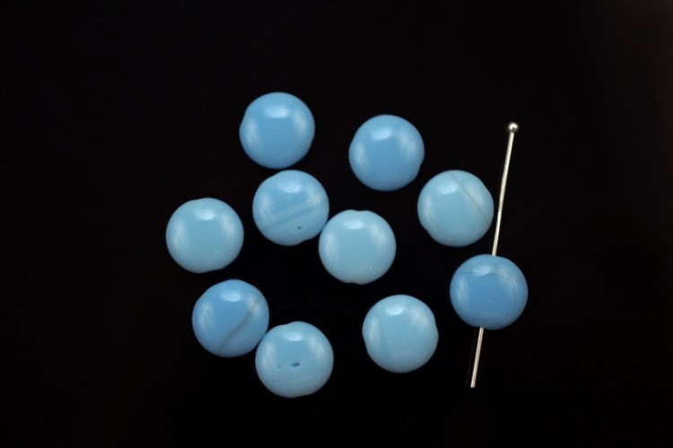 Бусина круглая плоская 10х4мм, цвет голубой, непрозрачная, стеклянная, 735-042, 10шт Бусина круглая плоская 10х4мм, цвет голубой, непрозрачная, стеклянная, 735-042, 10шт