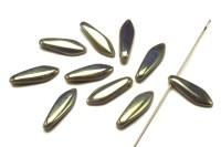 Бусины Dagger beads 16х5мм, отверстие 0,8мм, цвет 43020/28303 серый АВ непрозрачный, 736-111, 10шт