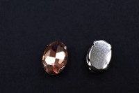 Кристалл Овал 14х10мм пришивной в оправе, цвет персиковый, стекло, 43-061, 2шт