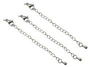 Удлинитель цепи с карабином, длина 8см, звено 4х3мм, цвет платина, латунь, 27-344, 1шт