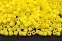 Бисер японский Miyuki Cube кубический 1,8мм #0404FR желтый, матовый радужный непрозрачный, 10 грамм