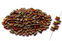 Бусины Rizo 6х2,5мм, отверстие 0,8мм, цвет 23980/98542 Jet California Gold Rush, 753-078, 10г (около 150шт)