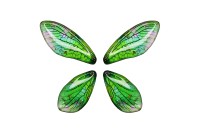 Подвеска Крылья бабочки 30-40х15х2мм, отверстие 1мм, цвет зеленый, смола эпоксидная/блестки, 22-249, 4шт