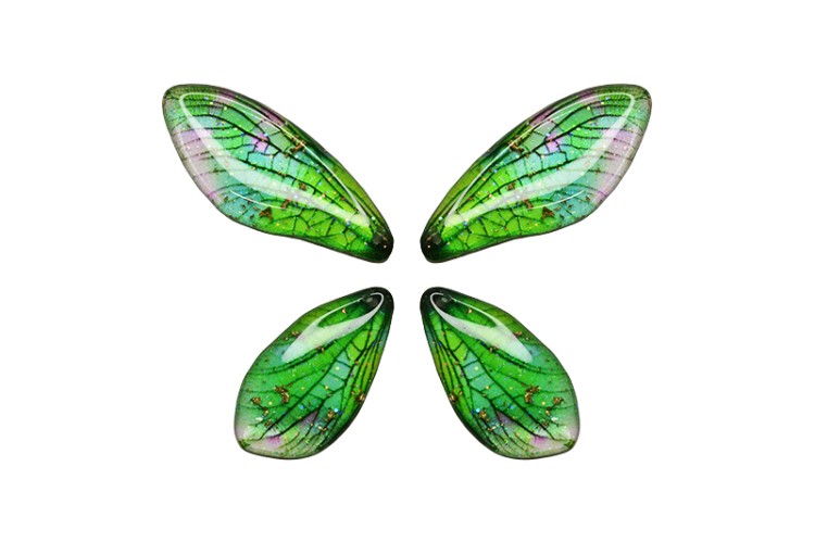 Подвеска Крылья бабочки 30-40х15х2мм, отверстие 1мм, цвет зеленый, смола эпоксидная/блестки, 22-249, 4шт Подвеска Крылья бабочки 30-40х15х2мм, отверстие 1мм, цвет зеленый, смола эпоксидная/блестки, 22-249, 4шт