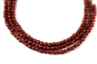 Бусины граненые Firepolish 2мм, отверстие 0,6мм, цвет K0189 лава, матовый металлик, 712-015, 1 нить (около 50шт)