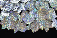 Пайетки Листики Кленовые 22х20мм, цвет серебро с голографическим эффектом, 1022-050, 20г