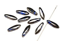 Бусины Dagger beads 16х5мм, отверстие 0,8мм, цвет 30060/2740V Sapphire Chrome Stripes, 736-110, 10шт