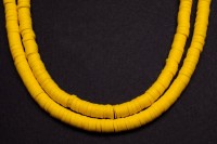 Бусины каучуковые плоские круглые 4х1мм, отверстие 1,8мм, цвет желтый, 524-025, 1 нить (около 43 см, около 350шт)