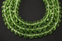 Бусина стеклянная Рондель 10х8мм, цвет салатовый, прозрачная, 509-040, 1 нить (около 70 бусин)