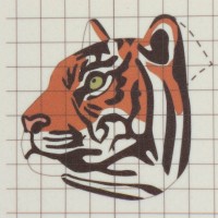 Шаблон Тигр на фетре 7,5х7см для мастер-класса Тигр от Щебловой Оксаны, 32-026, 1 шт