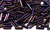 Бисер японский Miyuki Bugle стеклярус 6мм #0454 фиолетовый ирис, металлизированный, 10 грамм