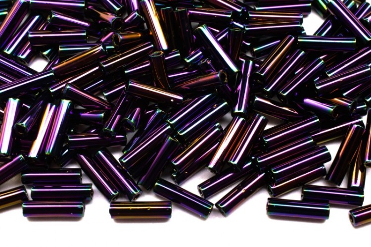 Бисер японский Miyuki Bugle стеклярус 6мм #0454 фиолетовый ирис, металлизированный, 10 грамм Бисер японский Miyuki Bugle стеклярус 6мм #0454 фиолетовый ирис, металлизированный, 10 грамм