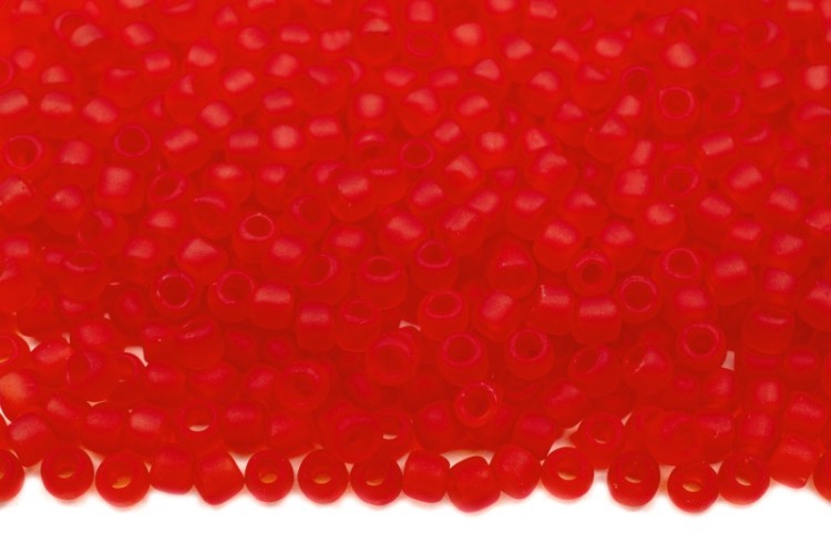 Бисер японский TOHO круглый 11/0 #0005F светлый сиамский рубин, матовый прозрачный, 10 грамм Бисер японский TOHO круглый 11/0 #0005F светлый сиамский рубин, матовый прозрачный, 10 грамм