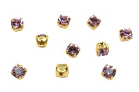 Шатоны Preciosa Maxima 3,2мм в оправе, цвет light amethyst DF/gold, 63-265, 10шт