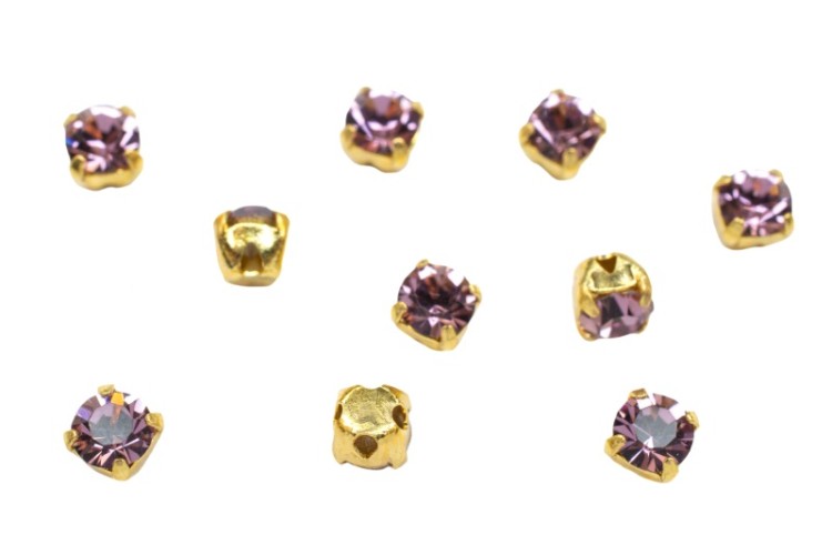 Шатоны Preciosa Maxima 3,2мм в оправе, цвет light amethyst DF/gold, 63-265, 10шт Шатоны Preciosa Maxima 3,2мм в оправе, цвет light amethyst DF/gold, 63-265, 10шт