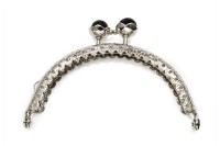 Фермуар (замок для сумочки) 86х60х11мм, цвет платина/черный, железо, 1006-019, 1шт