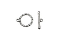 Замок тогл Круглый 19х16х2мм/21х6х2мм, отверстие 3мм, цвет стальной, хирургическая сталь, 12-081, 1 комплект
