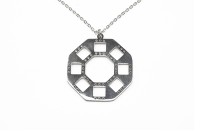 Подвеска Восьмиугольник Beadsmith на цепочке с карабином, 33х30мм, отверстие 1,8мм, длина 45см, цвет родий, хирургическая сталь, 22-148, 1шт