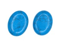 Кабошон овальный 40х30мм, Бирюза синтетическая, оттенок голубой с прожилками, 2012-026, 1шт