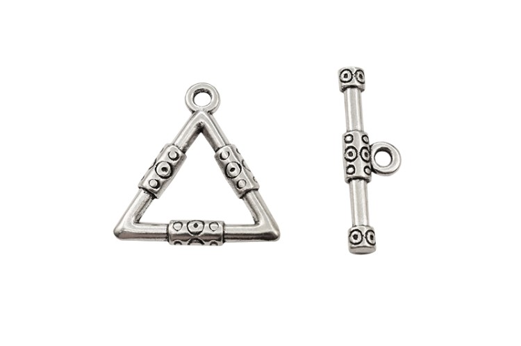 Замок тогл Треугольник 23х22х3мм/26х8х3мм, отверстие 2,5 и 2мм, цвет античное серебро, сплав металлов, 12-102, 1 комплект Замок тогл Треугольник 23х22х3мм/26х8х3мм, отверстие 2,5 и 2мм, цвет античное серебро, сплав металлов, 12-102, 1 комплект