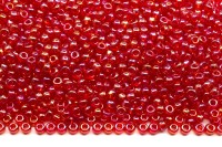 Бисер японский MIYUKI круглый 11/0 #0254L светлый красный, радужный прозрачный, 10 грамм