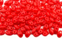 Бусины MiniDuo 2х4мм, отверстие 0,7мм, цвет 93200/84110 красный непрозрачный матовый, 707-063, 5г (около 115шт)