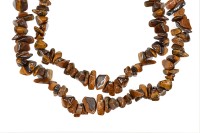 Каменная крошка Тигровый глаз около 4-10 мм, отверстие 0,5мм, цвет коричневый, 522-018, 1 нить (около 82см, около 200шт)