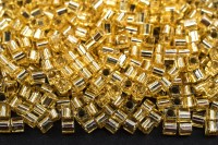 Бисер японский Miyuki Cube кубический 1,8мм #0002 золотой, серебряная линия внутри, 10 грамм