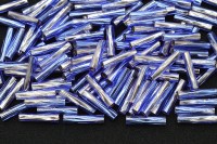 Бисер японский Miyuki Twisted Bugle 2,7х12мм #3940 прозрачный/светлый сапфир, серебряная линия внутри, 1 упаковка (около 13 грамм)