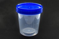Мерный стаканчик с крышкой 7,3х6,6см, емкость 120мл, цвет белый/синий, платик, 32-149, 1 шт
