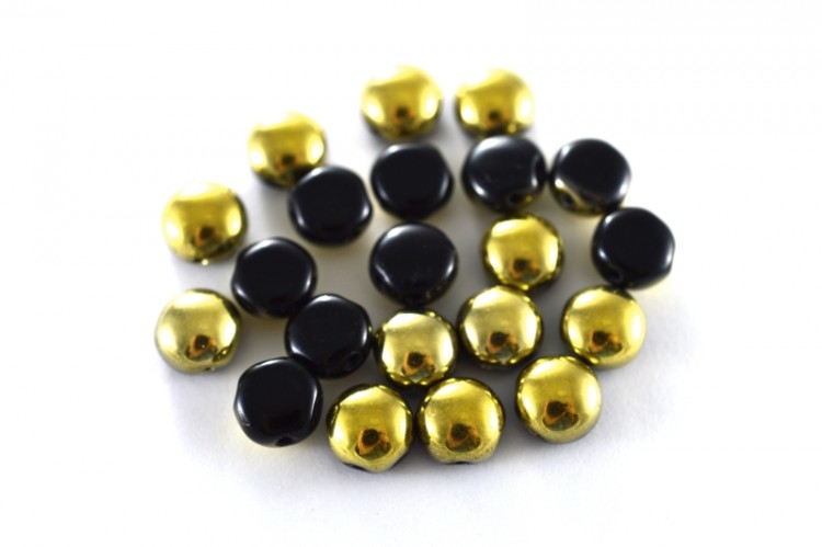 Бусины Candy beads 8мм, два отверстия 0,9мм, цвет 23980/26441 черный/золотой непрозрачный, 705-012, 10г (около 21шт) Бусины Candy beads 8мм, два отверстия 0,9мм, цвет 23980/26441 черный/золотой непрозрачный, 705-012, 10г (около 21шт)