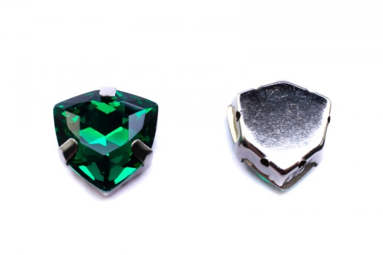 Кристалл Триллиант в оправе 12мм, цвет emerald/серебро, стекло, 43-333, 1шт Кристалл Триллиант в оправе 12мм, цвет emerald/серебро, стекло, 43-333, 1шт