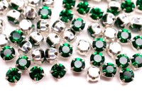 Шатоны Preciosa Maxima 4мм в оправе, цвет emerald DF/silver, 63-016, 10шт
