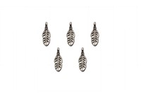 Подвеска Перышко 16х6х3мм, отверстие 1мм, цвет античное серебро, сплав металлов, 22-062, 5шт