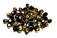 Бусины граненые Firepolish 6мм, отверстие 1мм, цвет 23980/26441 черный/золото Amber, 715-021, 25шт