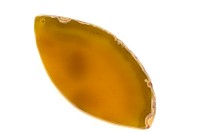 Срез Агата природного, оттенок желтый, 79х41х6мм, отверстие 2мм, 37-365, 1шт