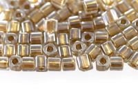 Бисер японский TOHO Cube кубический 4мм #0989 хрусталь, золотая линия внутри, 5 грамм