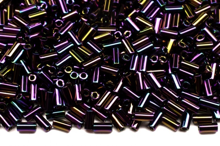 Бисер японский Miyuki Bugle стеклярус 3мм #0454 фиолетовый ирис, металлизированный, 10 грамм Бисер японский Miyuki Bugle стеклярус 3мм #0454 фиолетовый ирис, металлизированный, 10 грамм