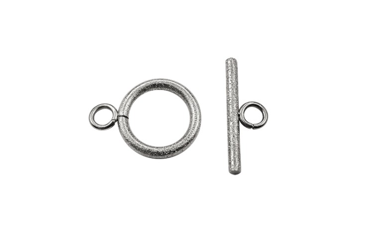 Замок тогл Круглый 19х14х2мм/20х7х2мм, отверстие 3мм, цвет стальной, хирургическая сталь, 12-006, 1 комплект Замок тогл Круглый 19х14х2мм/20х7х2мм, отверстие 3мм, цвет стальной, хирургическая сталь, 12-006, 1 комплект