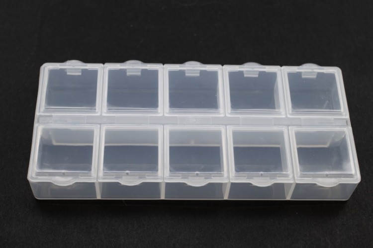 Контейнер для мелочей прямоугольный 10 ячеек, 13х6х2см, пластиковый, 1005-093, 1шт Контейнер для мелочей прямоугольный 10 ячеек, 13х6х2см, пластиковый, 1005-093, 1шт